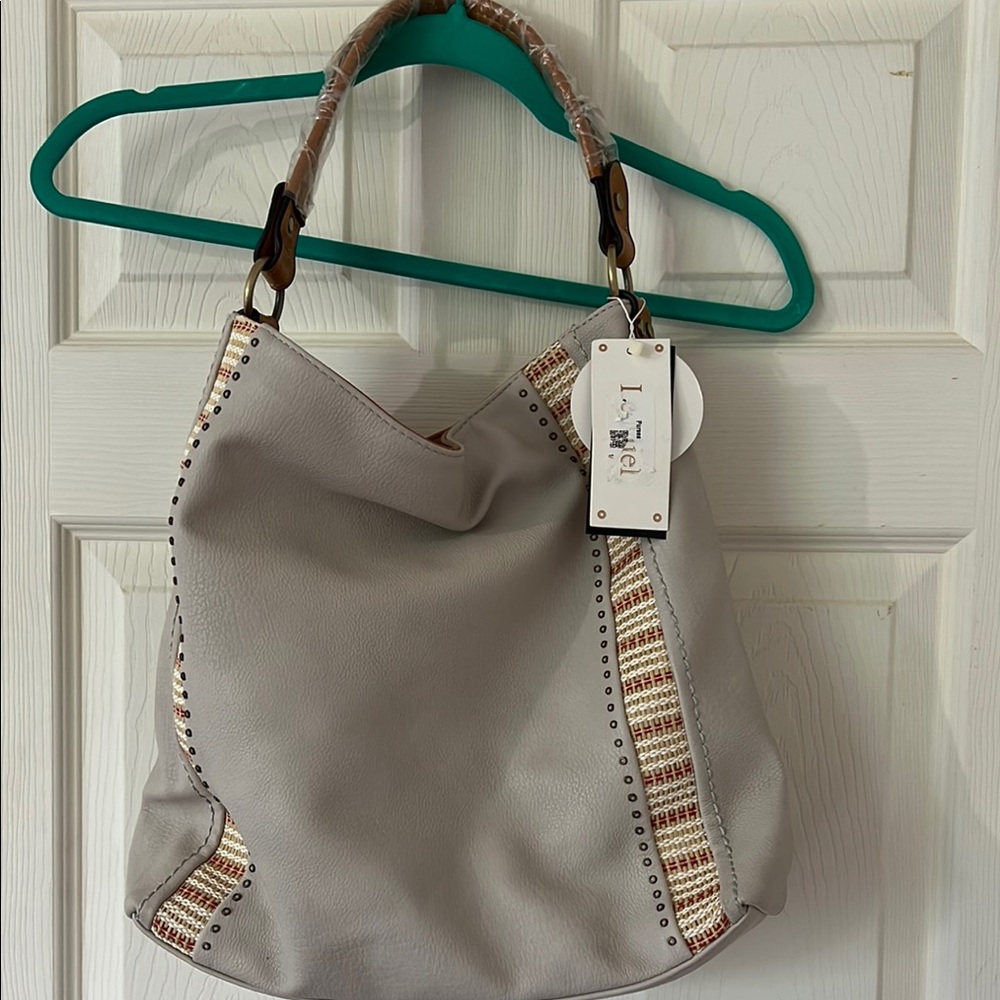 Gray Hobo Bag with Chain Accents